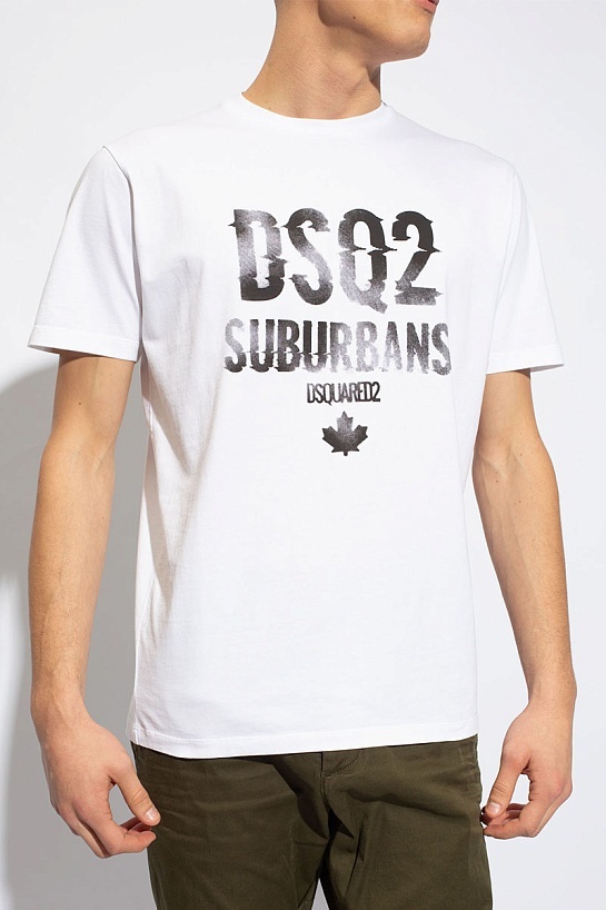 Мужская белая футболка Dsquared2 Suburbans