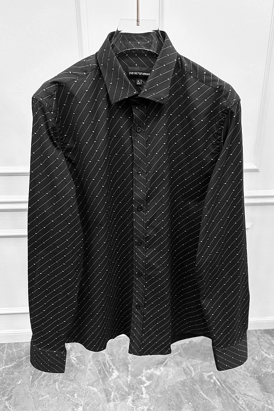 Мужская чёрная рубашка Emporio Armani logo-print