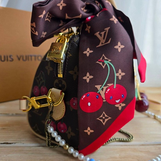 Кожаная сумка Louis Vuitton x Takashi Murakami Cherry Speedy 22x16 см   