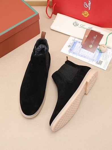 Замшевые ботинки с мехом Loro Piana   