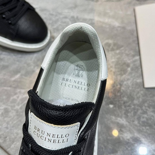 Мужские кроссовки Brunello Cucinelli grain leather - Black