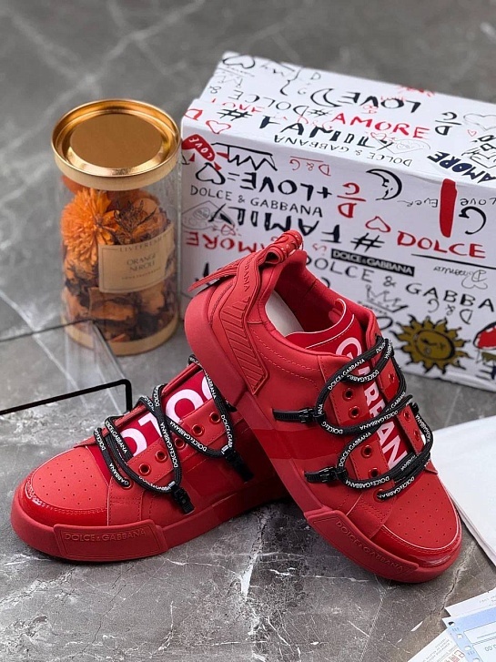 Красные кожаные кроссовки Dolce & Gabbana