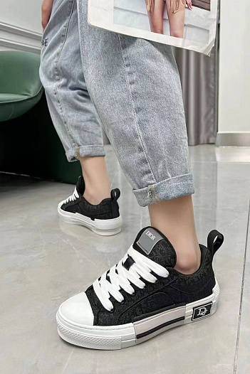 Женские кроссовки Dior Oblique B23 low-top - Black   
