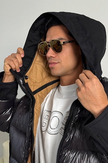 Чёрная пуховая куртка Burberry London England logo-patch   