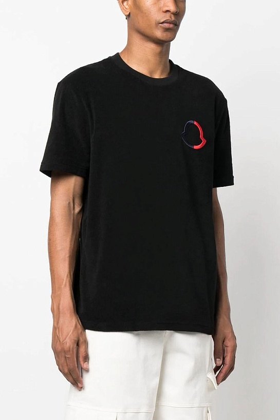 Футболка чёрного цвета Moncler logo-embroidered
