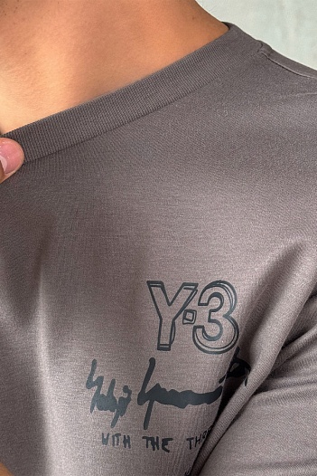 Мужская коричневая футболка Y-3 Yohji Yamamoto   
