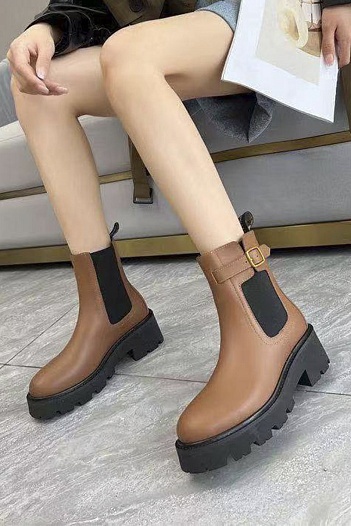 Женские кожаные сапоги Celine premium - Brown   