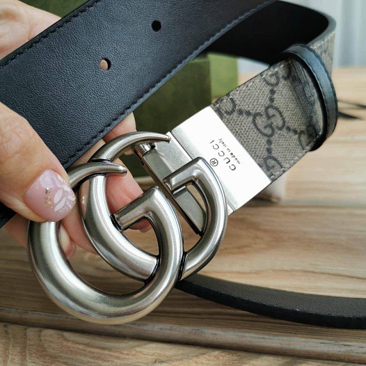 Двусторонний ремень Gucci GG Monogram - Silver (ширина 4 см, длина 80 / 85 см)   