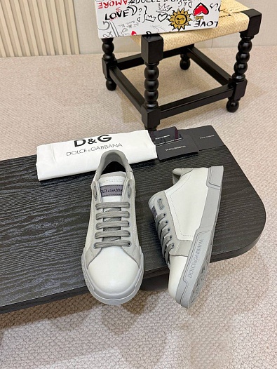Кожаные кроссовки Dolce & Gabbana Portofino - Grey   