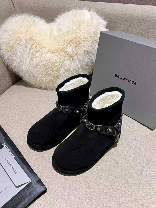 Женские ботинки с мехом Balenciaga Alaska premium - Black