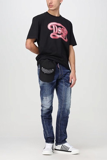 Мужская чёрная футболка Dsquared2 logo-print   