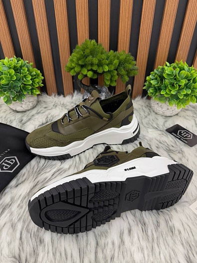 Комбинированные кроссовки Philipp Plein Predator - Green   