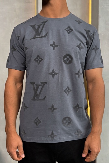 Серая мужская футболка Louis Vuitton Monogram All-over   