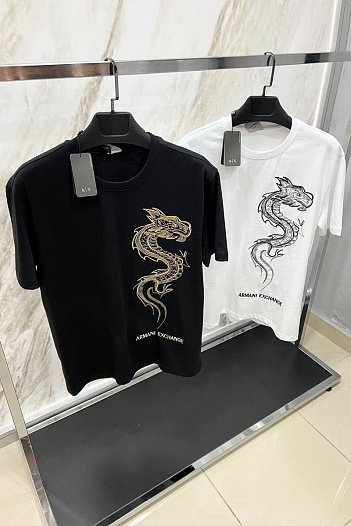 Мужская чёрная футболка Armani Exchange   