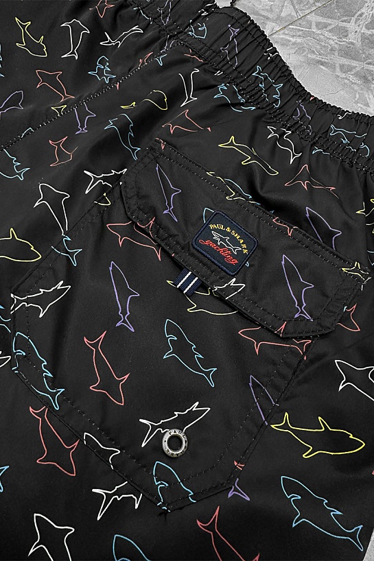 Мужские чёрные шорты Paul & Shark shark-print