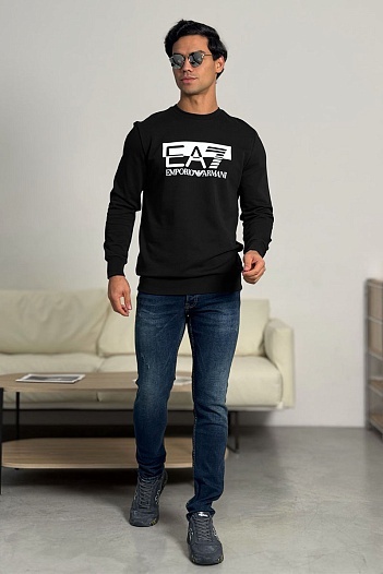 Чёрный свитшот Emporio Armani 7 logo-print   