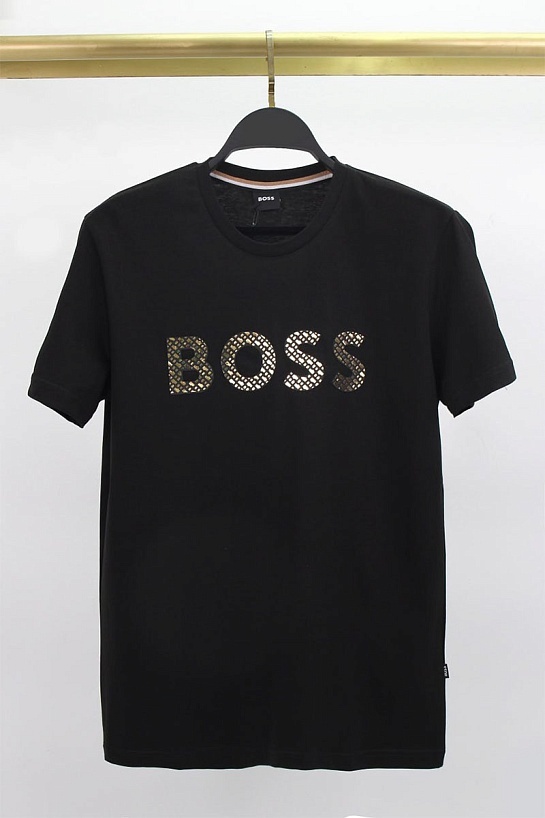 Футболка чёрного цвета Hugo Boss monogram-filled