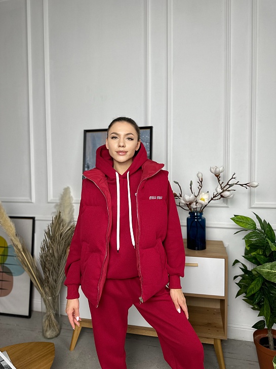 Женский красный костюм тройка MIU MIU