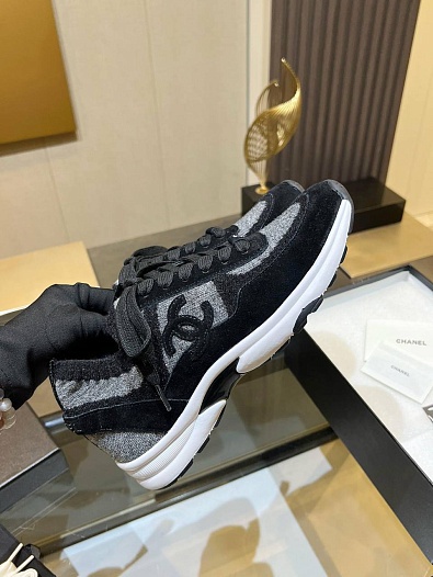 Женские кроссовки Chanel Premium - Black   