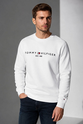Свитшот белого цвета Tommy Hilfiger logo-embroidered   