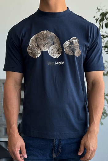 Мужская оверсайз футболка Palm Angels "Teddy Bear" - Navy   