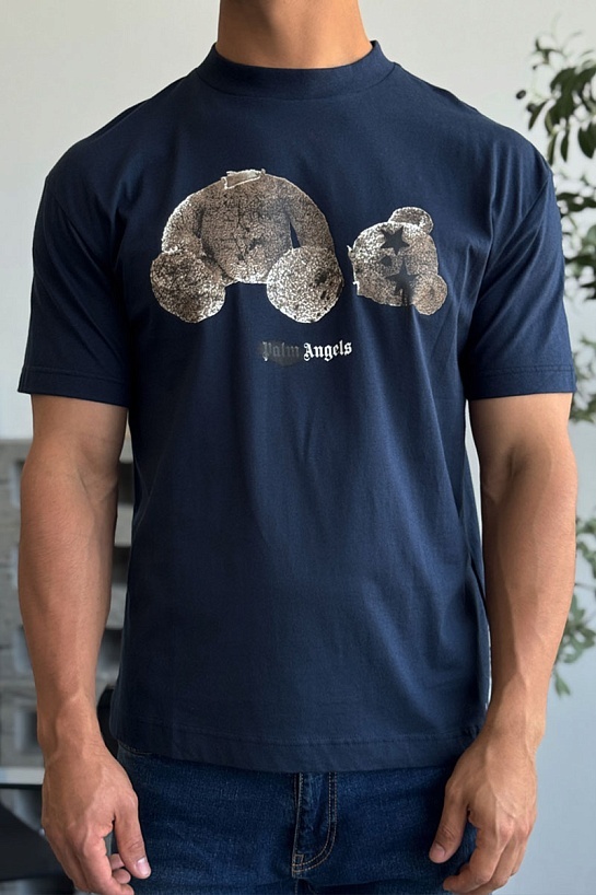 Мужская оверсайз футболка Palm Angels "Teddy Bear" - Navy