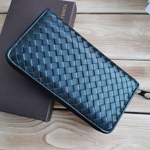 Портмоне с молнией Bottega Veneta - Black 20x10 см   