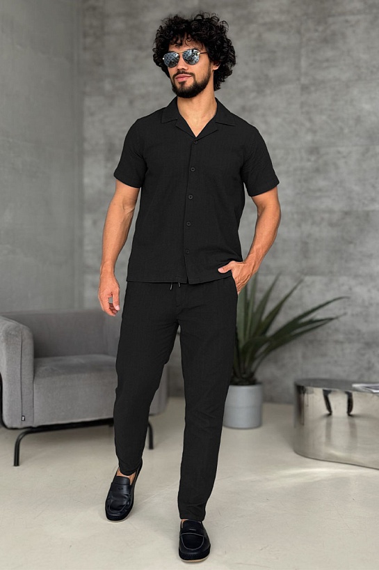 Мужская рубашка Loro Piana чёрного цвета