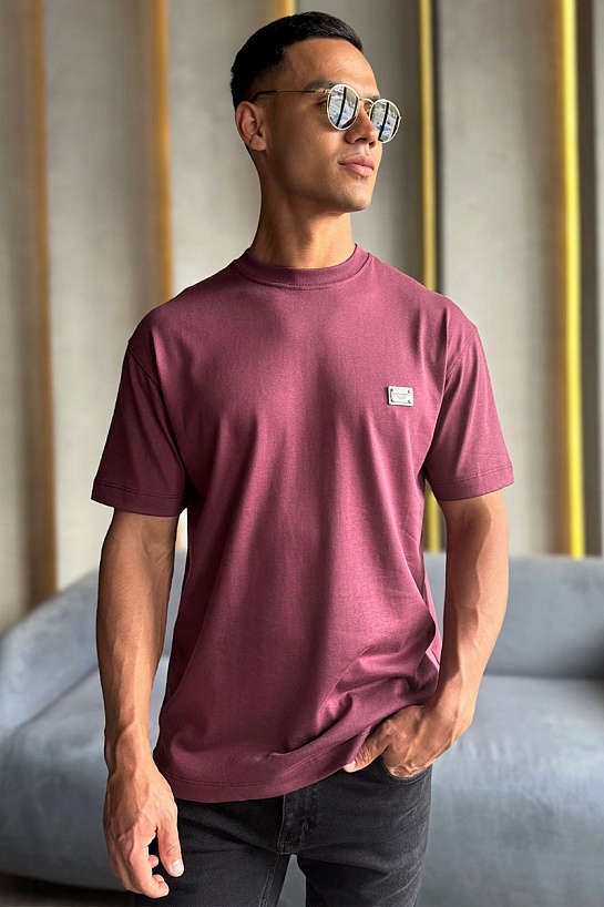 Футболка Dolce & Gabbana logo-plaque - Burgundy