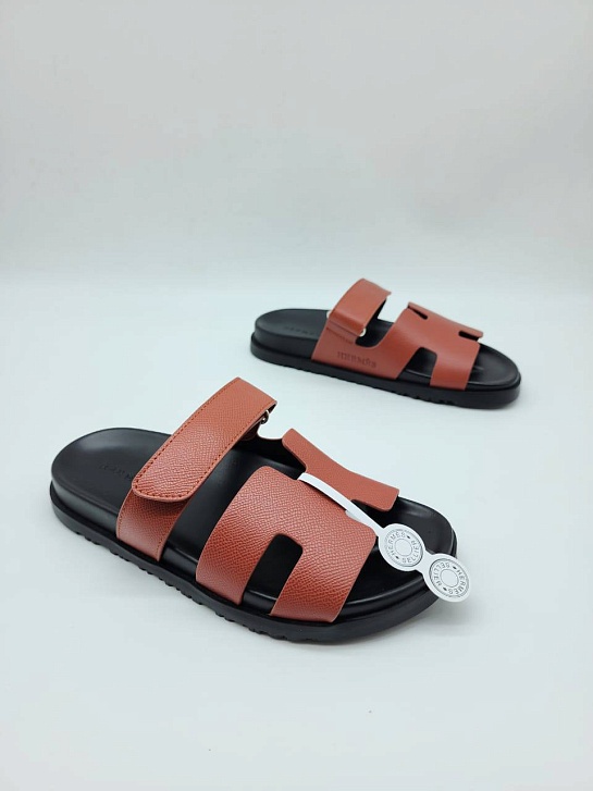Женские кожаные сандалии Hermes Chypre - Brown / Black