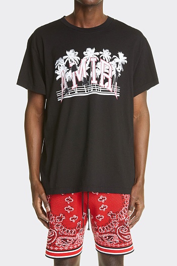 Чёрная оверсайз футболка Amiri Varsity Palms   