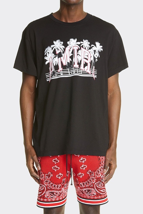 Чёрная оверсайз футболка Amiri Varsity Palms