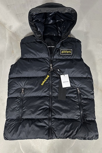 Мужской синий жилет Palm Angels с капюшоном   