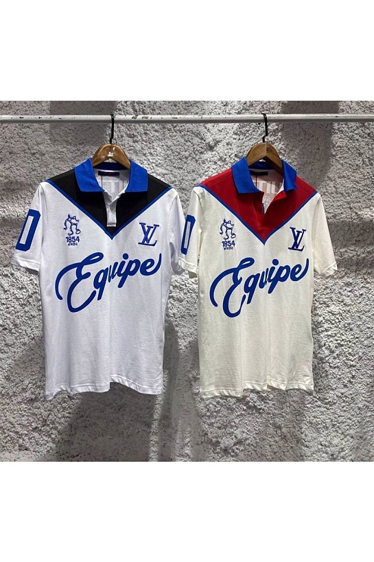 Мужское поло Louis Vuitton Launch The Equipe - White / Red / Blue