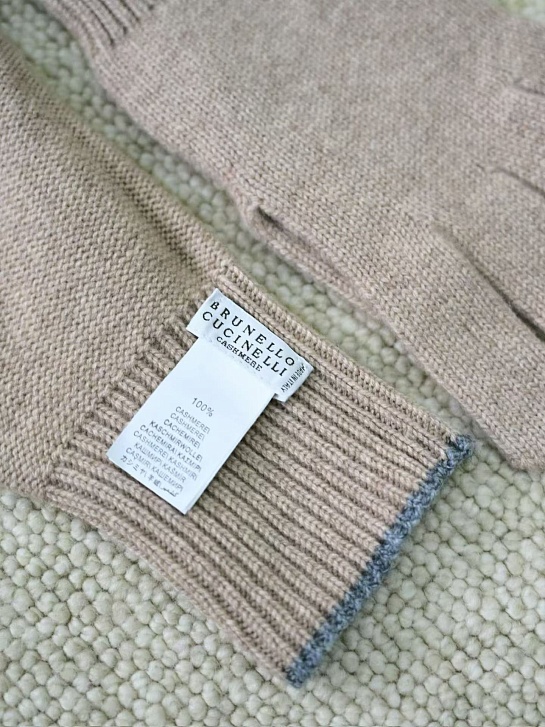 Кашемировые перчатки Brunello Cucinelli premium - Beige
