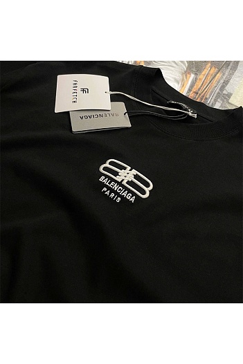 Чёрная оверсайз футболка Balenciaga BB Paris   