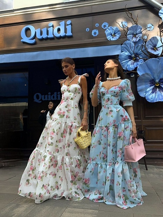 Женское синее платье Zimmermann Floral all-over