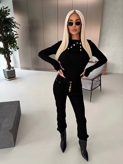 Женский трикотажный лонгслив Schiaparelli premium - Black   