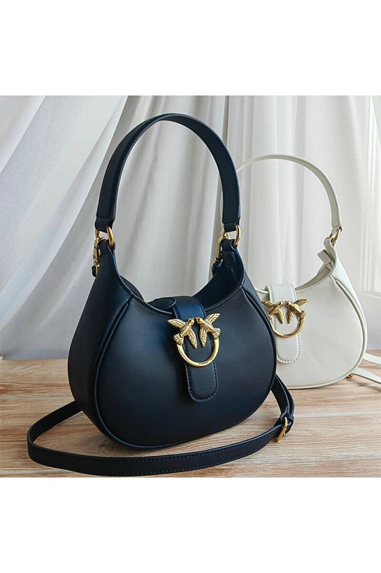Кожаная сумка Mini Brioche Hobo 22x13.5 см - Black