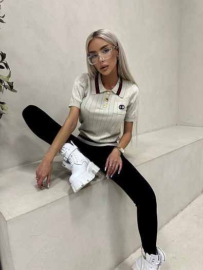 Женское поло Gucci бежевого цвета   