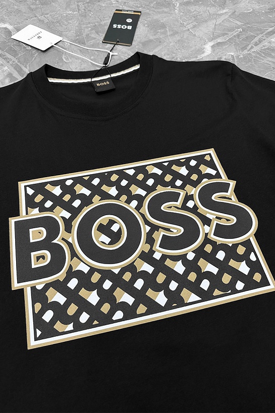 Мужская чёрная футболка Hugo Boss logo-print