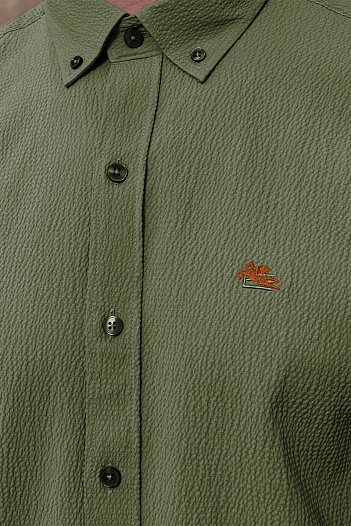 Мужская зелёная рубашка Etro Pegasus logo   