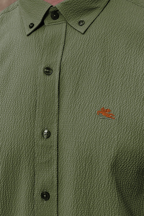 Мужская зелёная рубашка Etro Pegasus logo