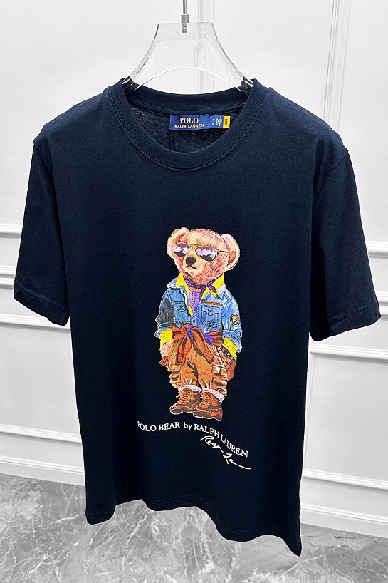 Мужская тёмно-синяя футболка Роlо Ralрh Lаurеn "Bear"