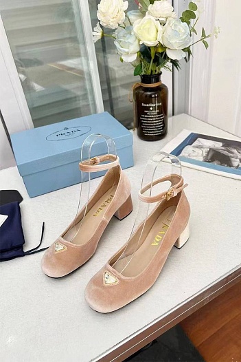 Женски туфли Prada Pink Velvet Premium   