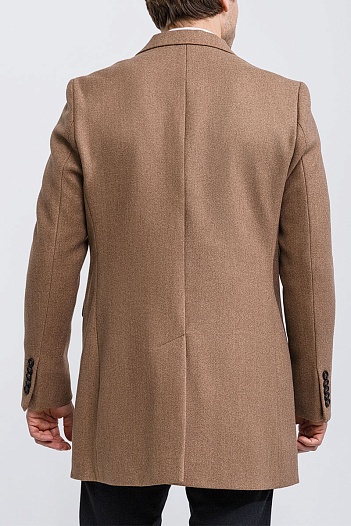 Бежевое мужское пальто Burberry logo label   