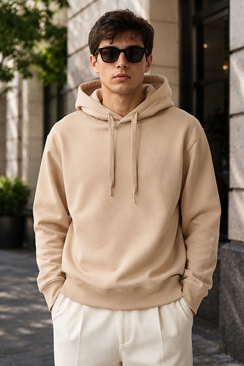Бежевое худи Burberry Ekd Inlay 'Marks'   