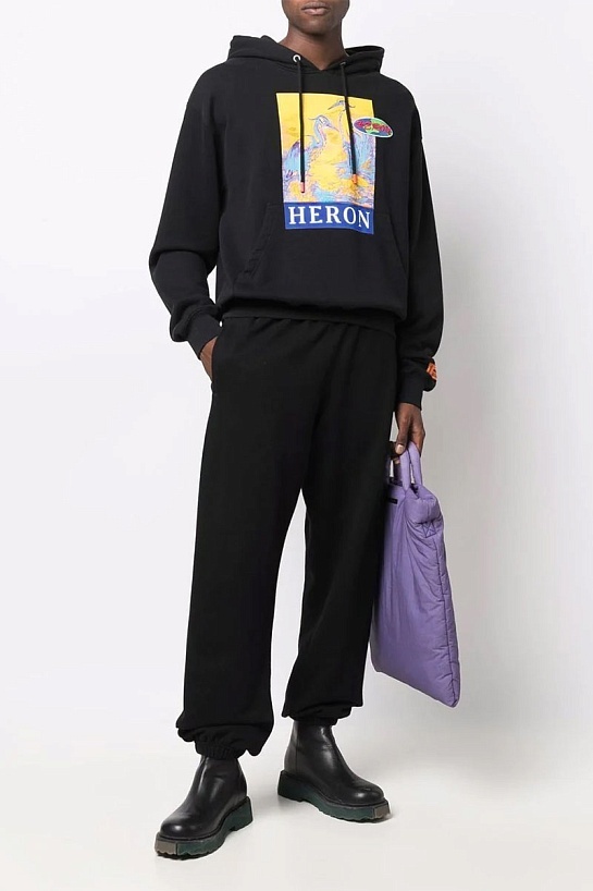 Чёрное мужское худи Heron Preston heron-print