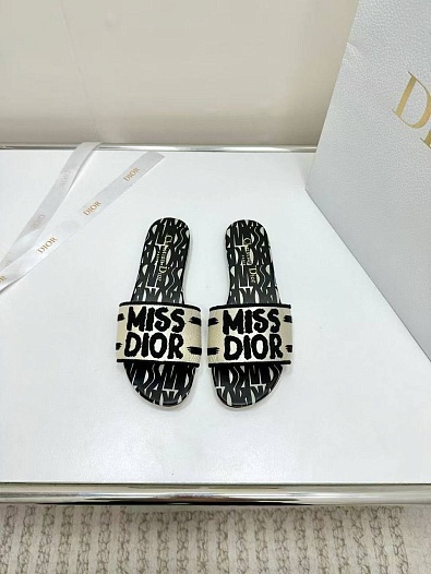 Женские шлёпанцы Dior Dway Premium - Black   