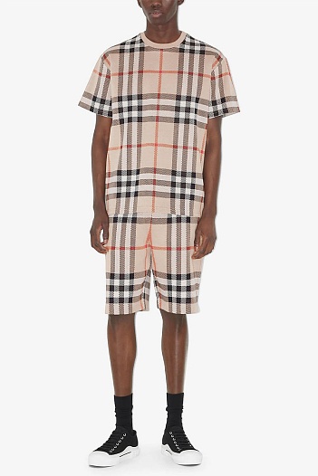 Футболка бежевого цвета Burberry check motif   